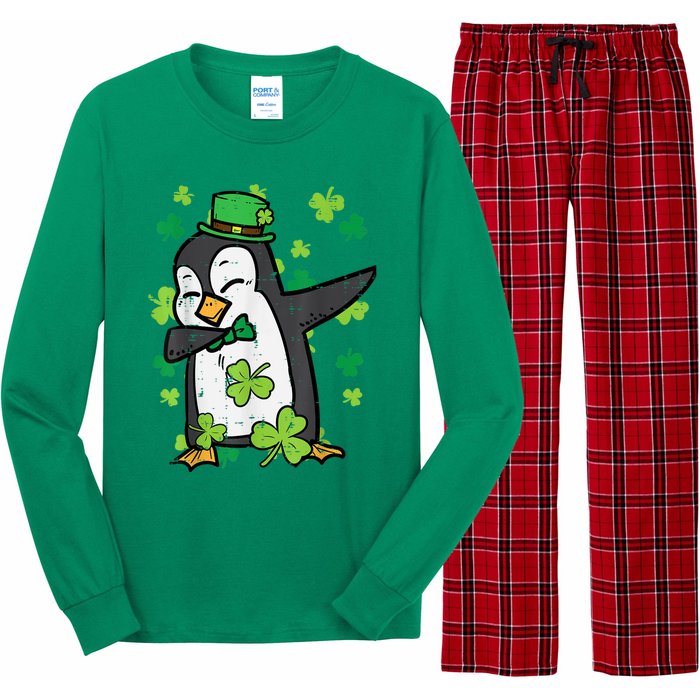 Happy St Patrick's Day Penguin Dab Saint Paddys Boys Girls s Long Sleeve Pajama Set