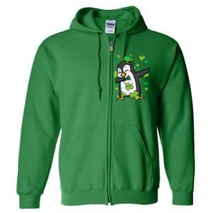 Happy St Patrick's Day Penguin Dab Saint Paddys Boys Girls s Full Zip Hoodie