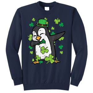 Happy St Patrick's Day Penguin Dab Saint Paddys Boys Girls s Tall Sweatshirt