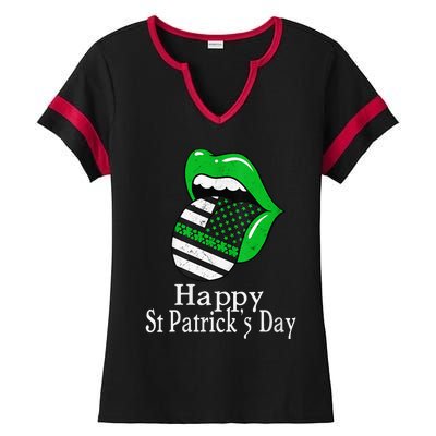 Happy St. Patrick's Day Funny Saint Irish Patrick   Ladies Halftime Notch Neck Tee