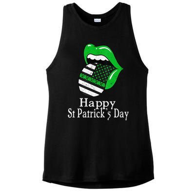 Happy St. Patrick's Day Funny Saint Irish Patrick   Ladies PosiCharge Tri-Blend Wicking Tank