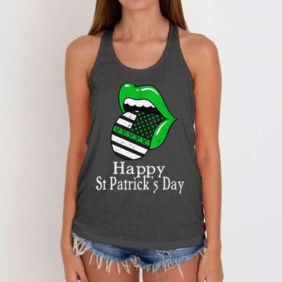 Happy St. Patrick's Day Funny Saint Irish Patrick   Women's Knotted Racerback Tank