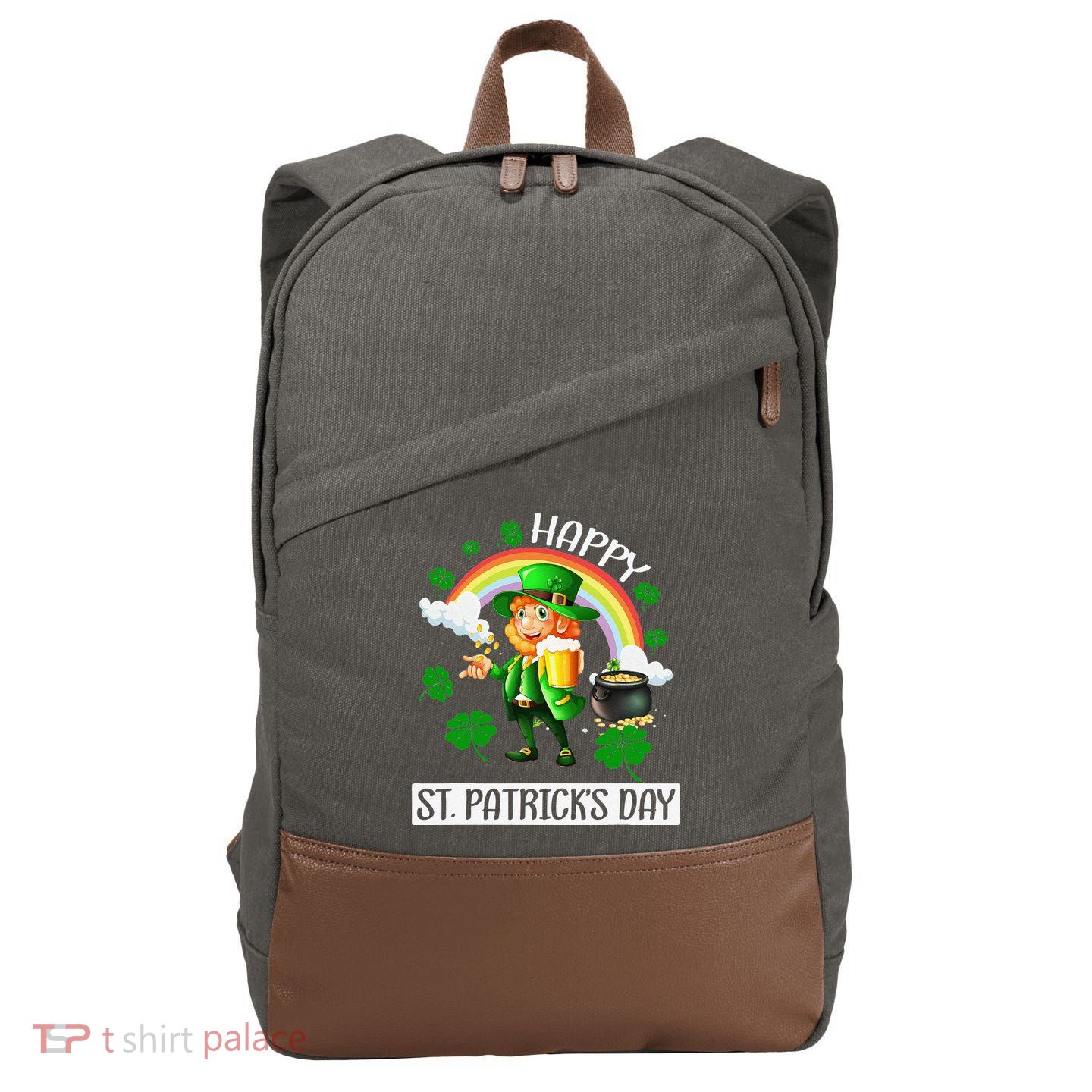 Happy St. Patrick's Day Saint Shenanigan Clover Irishman Cotton Canvas Backpack