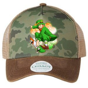 Happy St Patricks Day Skateboarding Leprechaun Legacy Tie Dye Trucker Hat