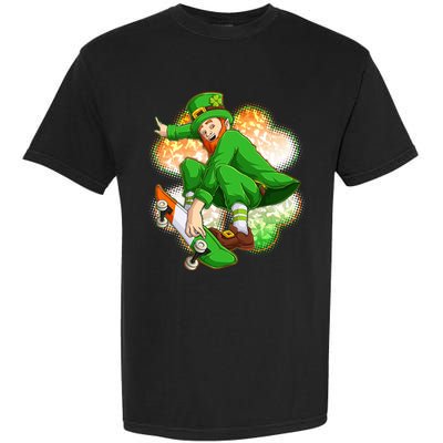 Happy St Patricks Day Skateboarding Leprechaun Garment-Dyed Heavyweight T-Shirt