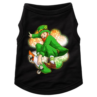 Happy St Patricks Day Skateboarding Leprechaun Doggie Tank