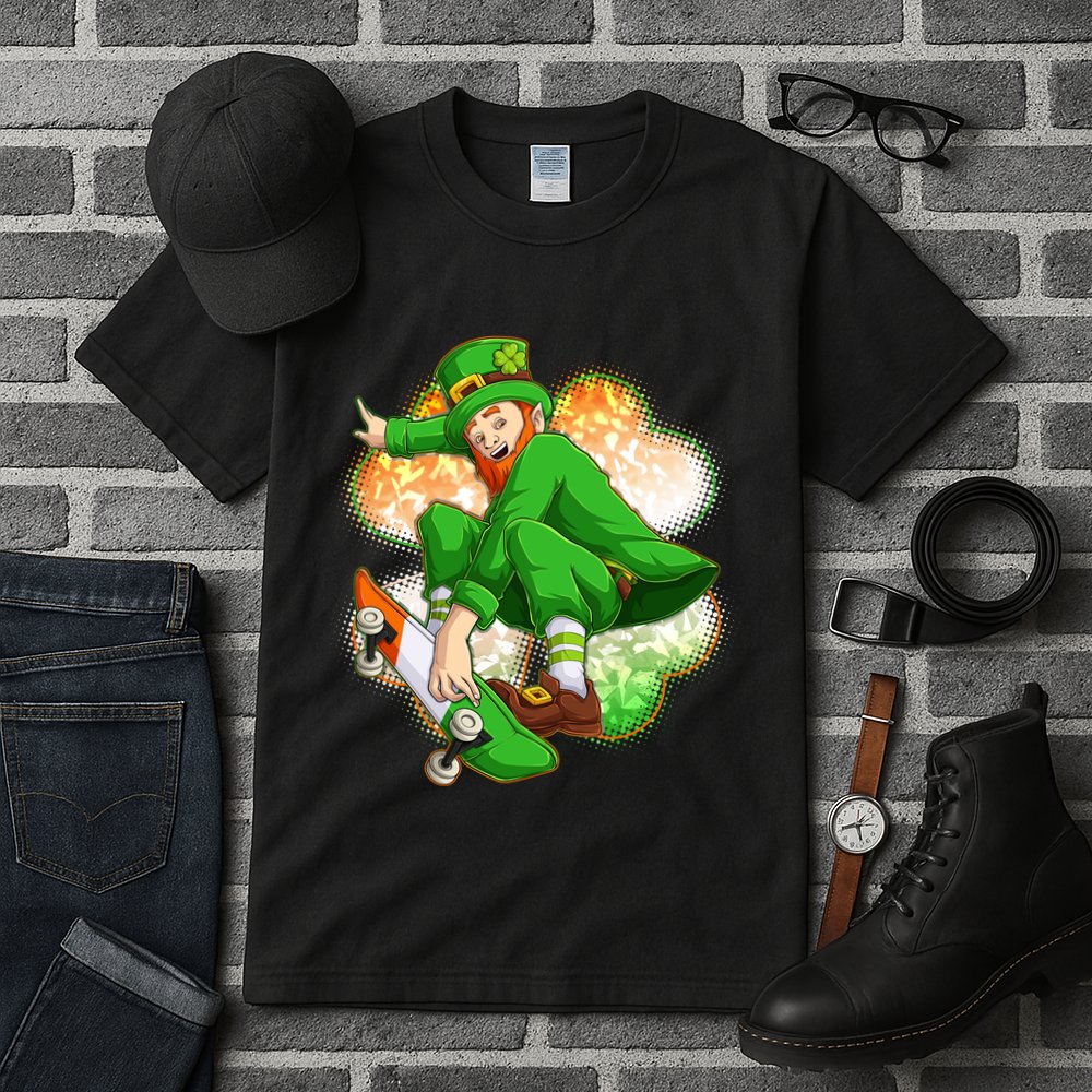 Happy St Patricks Day Skateboarding Leprechaun Tall T-Shirt