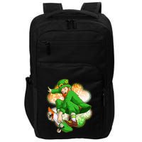 Happy St Patricks Day Skateboarding Leprechaun Impact Tech Backpack