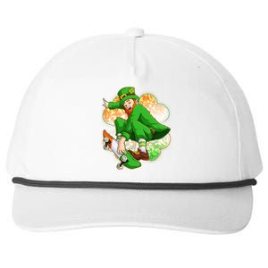 Happy St Patricks Day Skateboarding Leprechaun Snapback Five-Panel Rope Hat