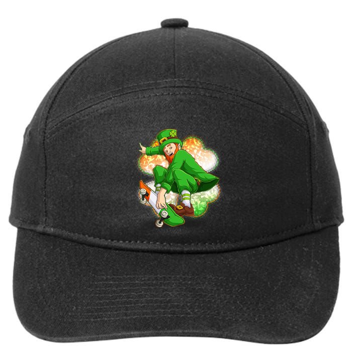 Happy St Patricks Day Skateboarding Leprechaun 7-Panel Snapback Hat