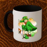 Happy St Patricks Day Skateboarding Leprechaun Mug