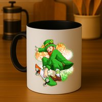 Happy St Patricks Day Skateboarding Leprechaun Mug