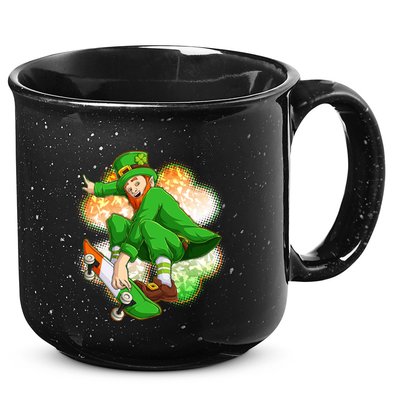 Happy St Patricks Day Skateboarding Leprechaun 15oz Campfire Ceramic Mug