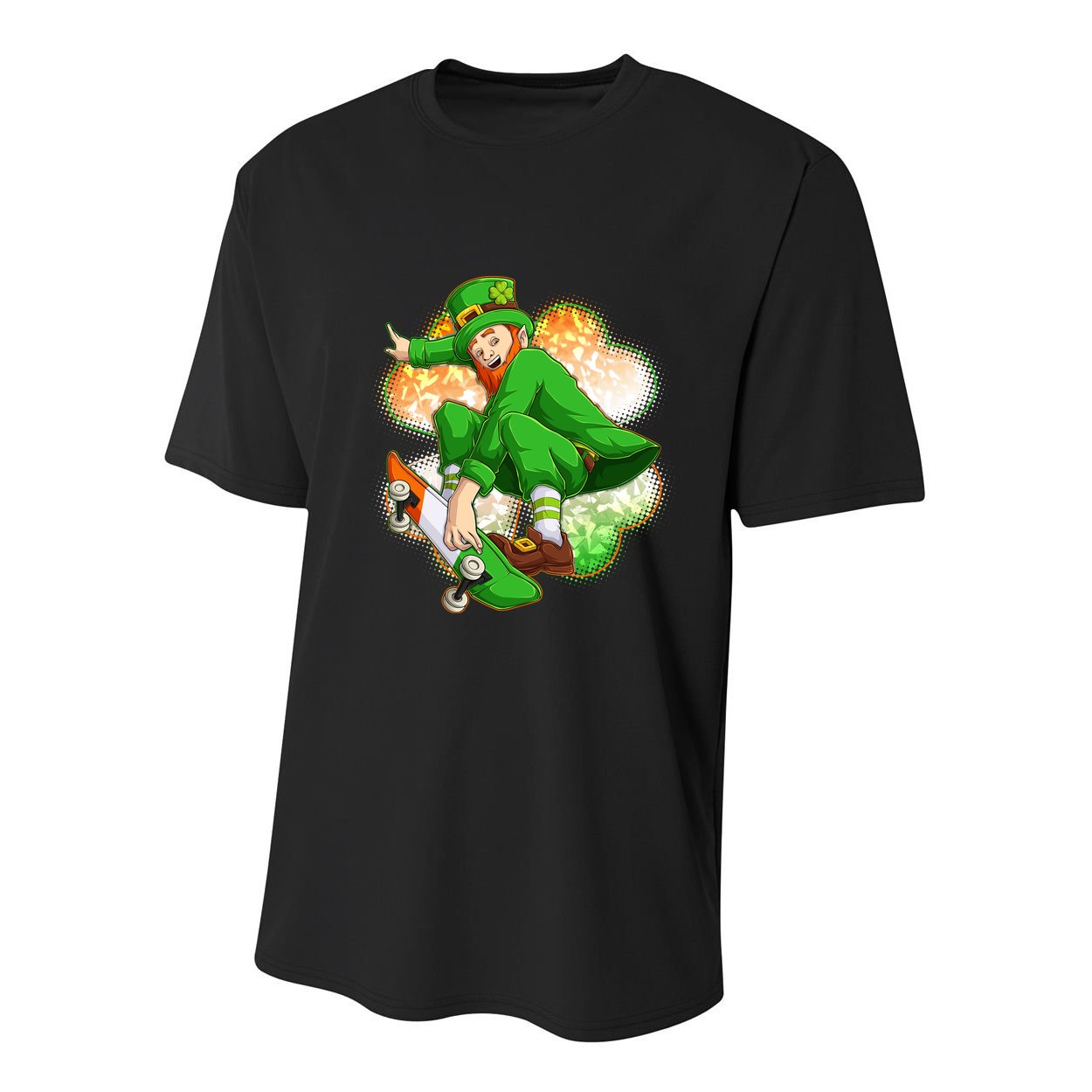 Happy St Patricks Day Skateboarding Leprechaun Youth Performance Sprint T-Shirt