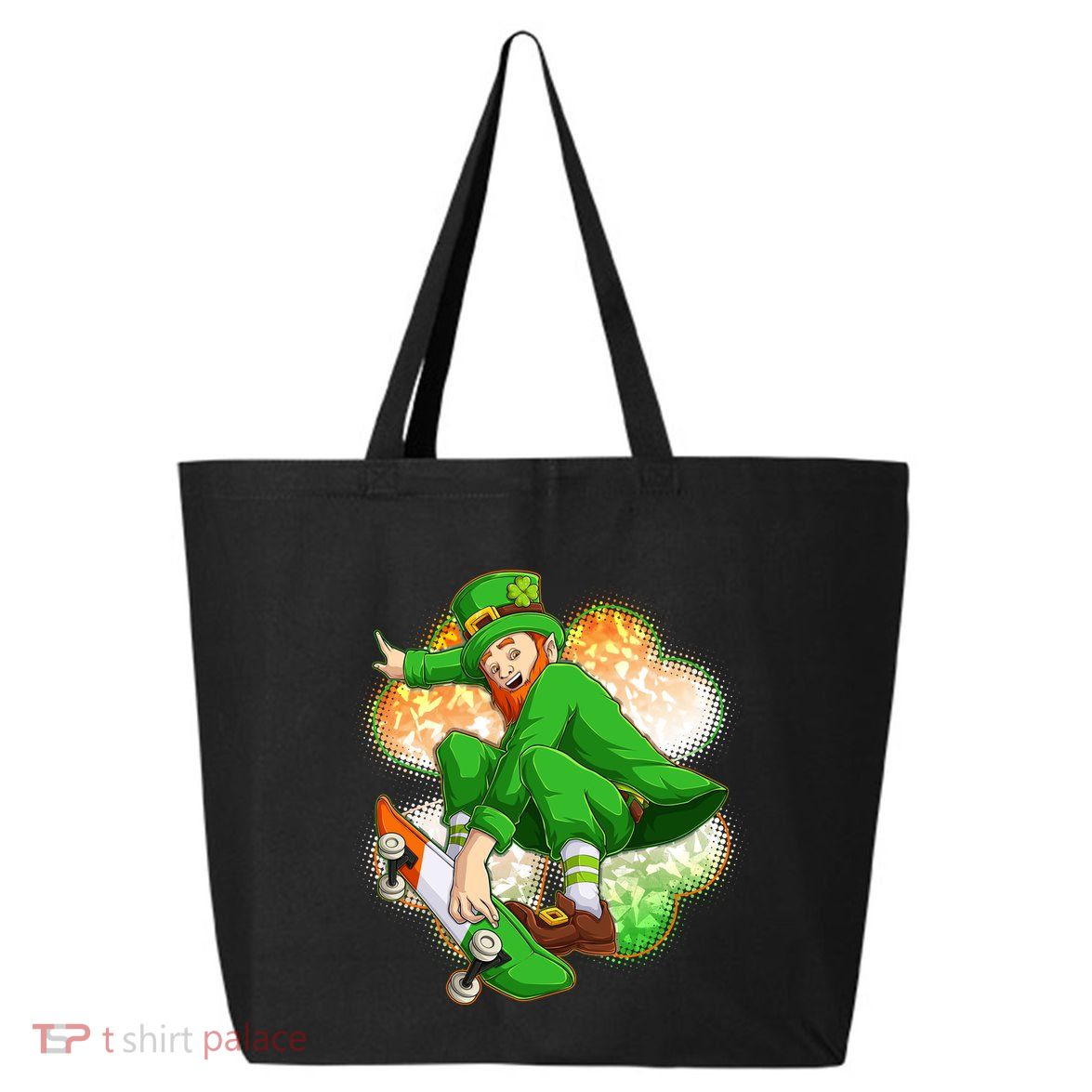 Happy St Patricks Day Skateboarding Leprechaun 25L Jumbo Tote