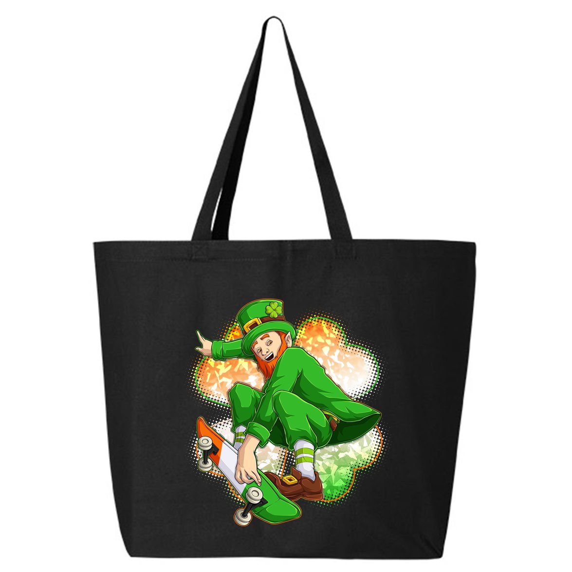 Happy St Patricks Day Skateboarding Leprechaun 25L Jumbo Tote