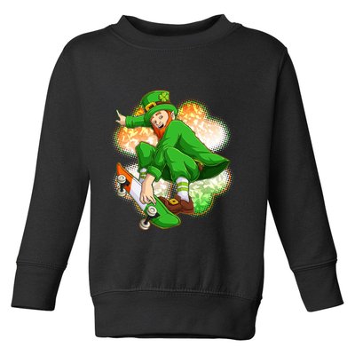 Happy St Patricks Day Skateboarding Leprechaun Toddler Sweatshirt