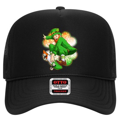 Happy St Patricks Day Skateboarding Leprechaun Trucker Hat