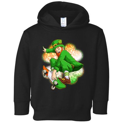 Happy St Patricks Day Skateboarding Leprechaun Toddler Hoodie