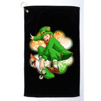 Happy St Patricks Day Skateboarding Leprechaun Golf Towel