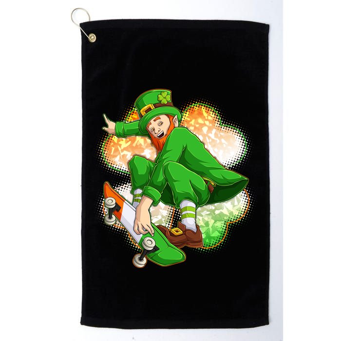 Happy St Patricks Day Skateboarding Leprechaun Golf Towel