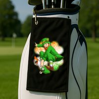Happy St Patricks Day Skateboarding Leprechaun Golf Towel