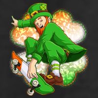 Happy St Patricks Day Skateboarding Leprechaun Golf Towel