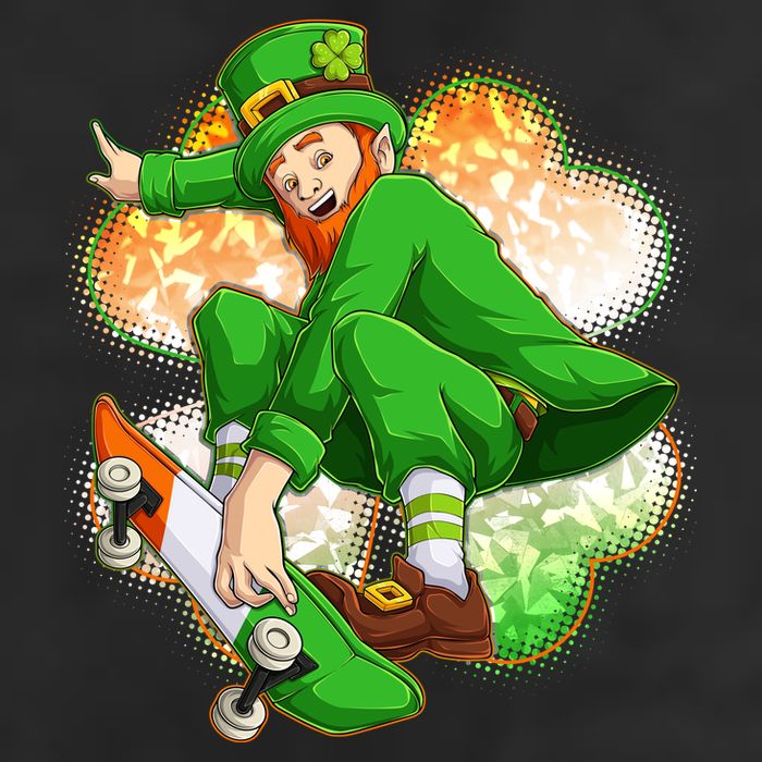 Happy St Patricks Day Skateboarding Leprechaun Golf Towel