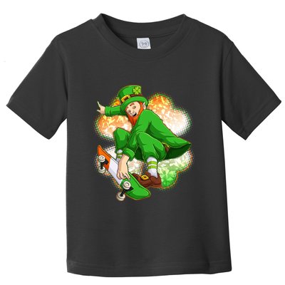 Happy St Patricks Day Skateboarding Leprechaun Toddler T-Shirt