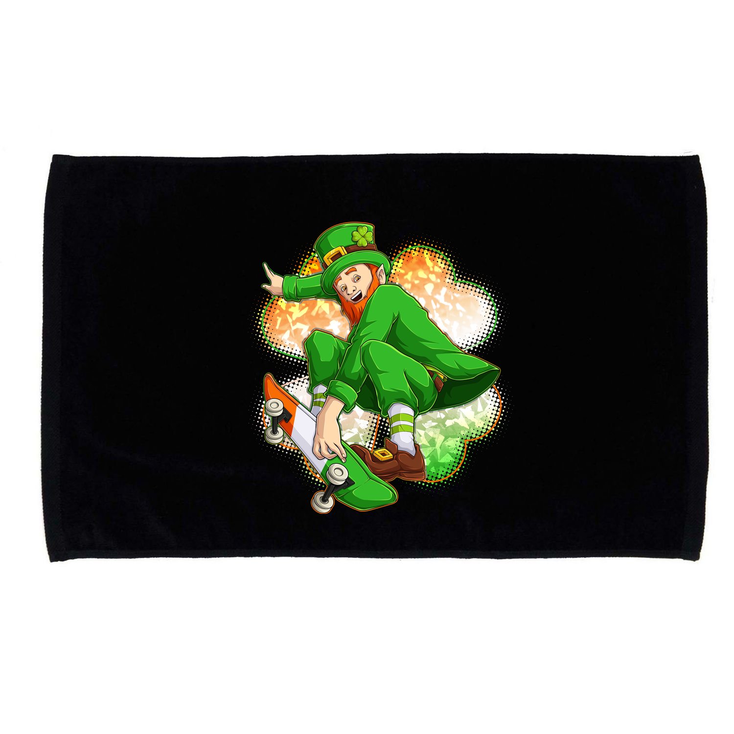 Happy St Patricks Day Skateboarding Leprechaun Microfiber Hand Towel