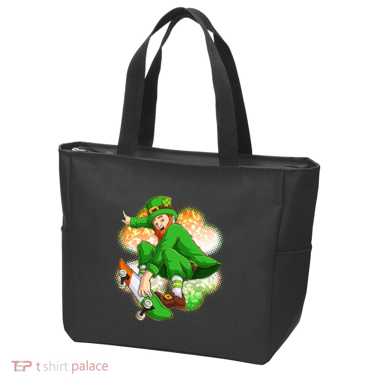 Happy St Patricks Day Skateboarding Leprechaun Zip Tote Bag