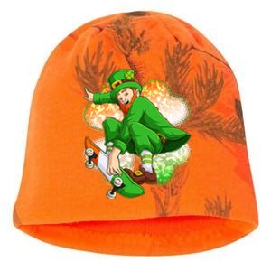 Happy St Patricks Day Skateboarding Leprechaun Kati - Camo Knit Beanie