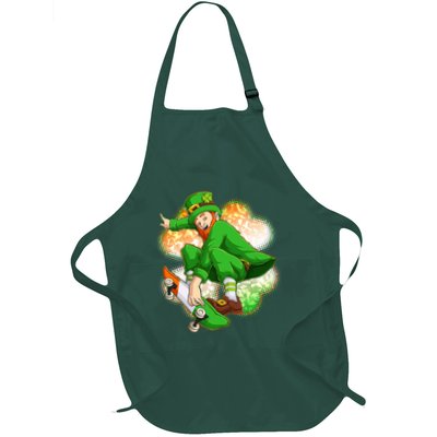 Happy St Patricks Day Skateboarding Leprechaun Apron