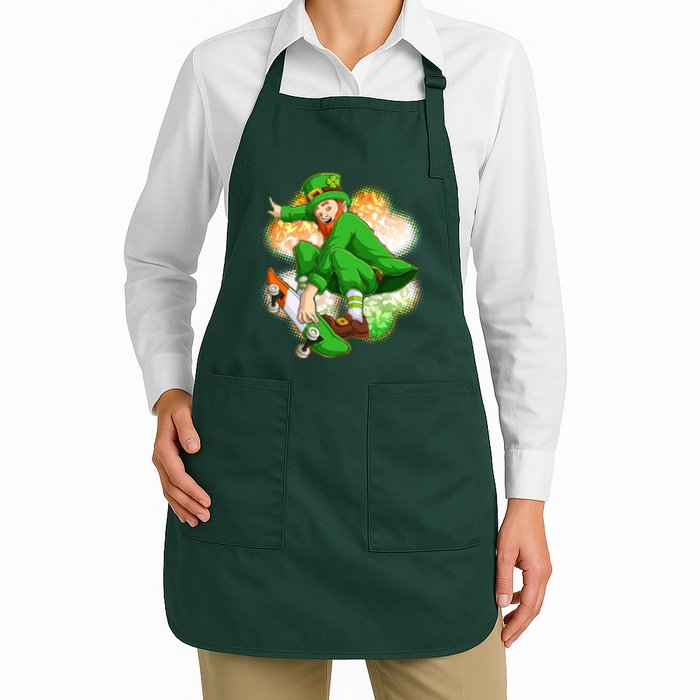 Happy St Patricks Day Skateboarding Leprechaun Apron