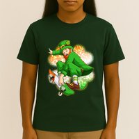 Happy St Patricks Day Skateboarding Leprechaun T-Shirt