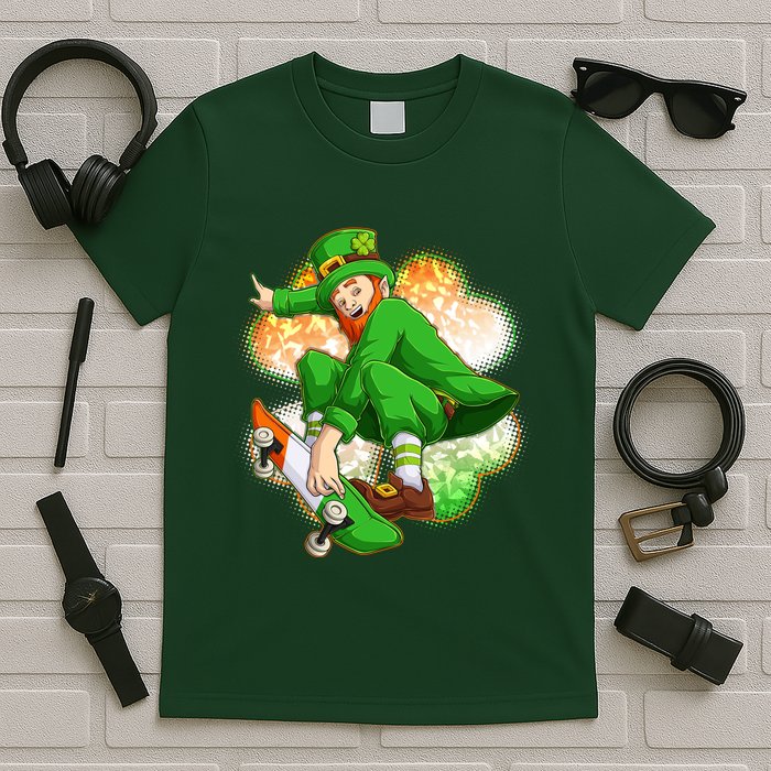 Happy St Patricks Day Skateboarding Leprechaun T-Shirt