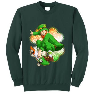 Happy St Patricks Day Skateboarding Leprechaun Tall Sweatshirt