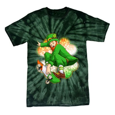Happy St Patricks Day Skateboarding Leprechaun Tie-Dye T-Shirt