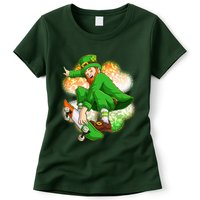 Happy St Patricks Day Skateboarding Leprechaun Womens T-Shirt