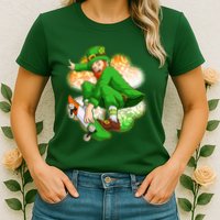 Happy St Patricks Day Skateboarding Leprechaun Womens T-Shirt