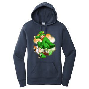 Happy St Patricks Day Skateboarding Leprechaun Women's Pullover Hoodie