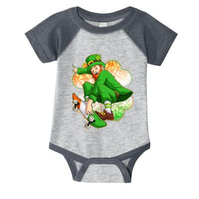 Happy St Patricks Day Skateboarding Leprechaun Infant Baby Jersey Bodysuit