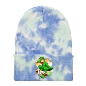 Happy St Patricks Day Skateboarding Leprechaun Tie Dye 12in Knit Beanie