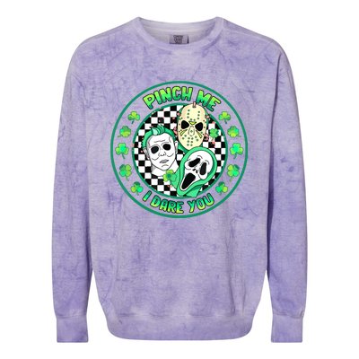 Horror Shamrock Pinch Me Happy St Patricks Day Dare You Colorblast Crewneck Sweatshirt