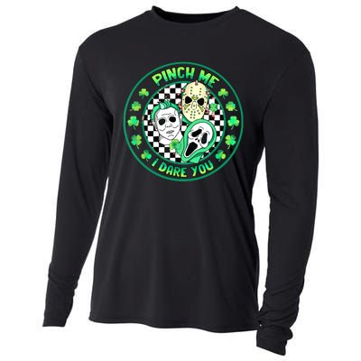 Horror Shamrock Pinch Me Happy St Patricks Day Dare You Cooling Performance Long Sleeve Crew