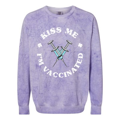 Happy St Patricks Day Vaccinated Vaccination I Me Gift Colorblast Crewneck Sweatshirt