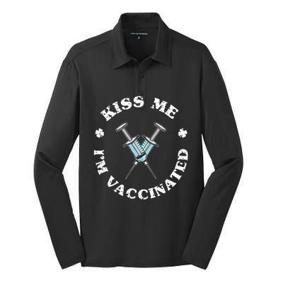 Happy St Patricks Day Vaccinated Vaccination I Me Gift Silk Touch Performance Long Sleeve Polo