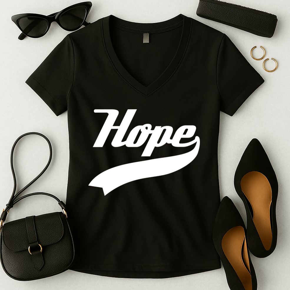Hope Slogan Quote Christian Religious Jesus Christ Christmas Christian Jesus Chr Women's V-Neck T-Shirt