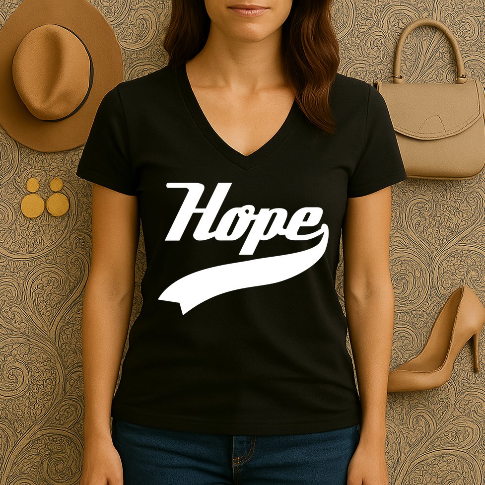 Hope Slogan Quote Christian Religious Jesus Christ Christmas Christian Jesus Chr Women's V-Neck T-Shirt