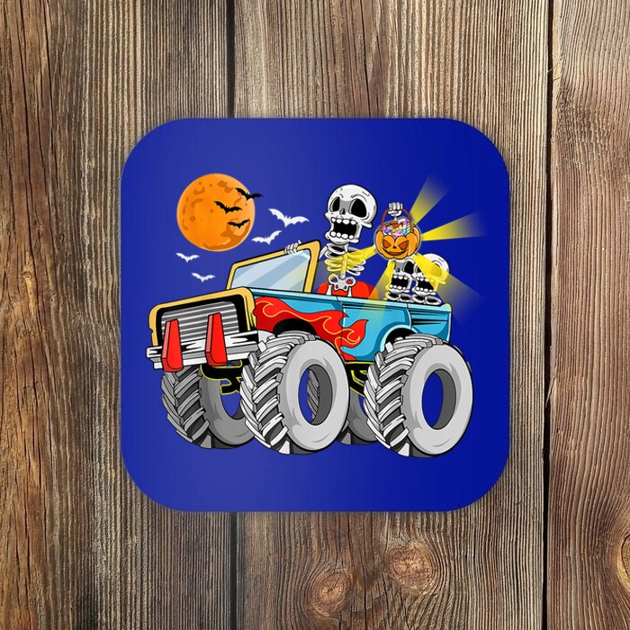 Halloween Skeleton Riding Monster Truck Gift Coaster